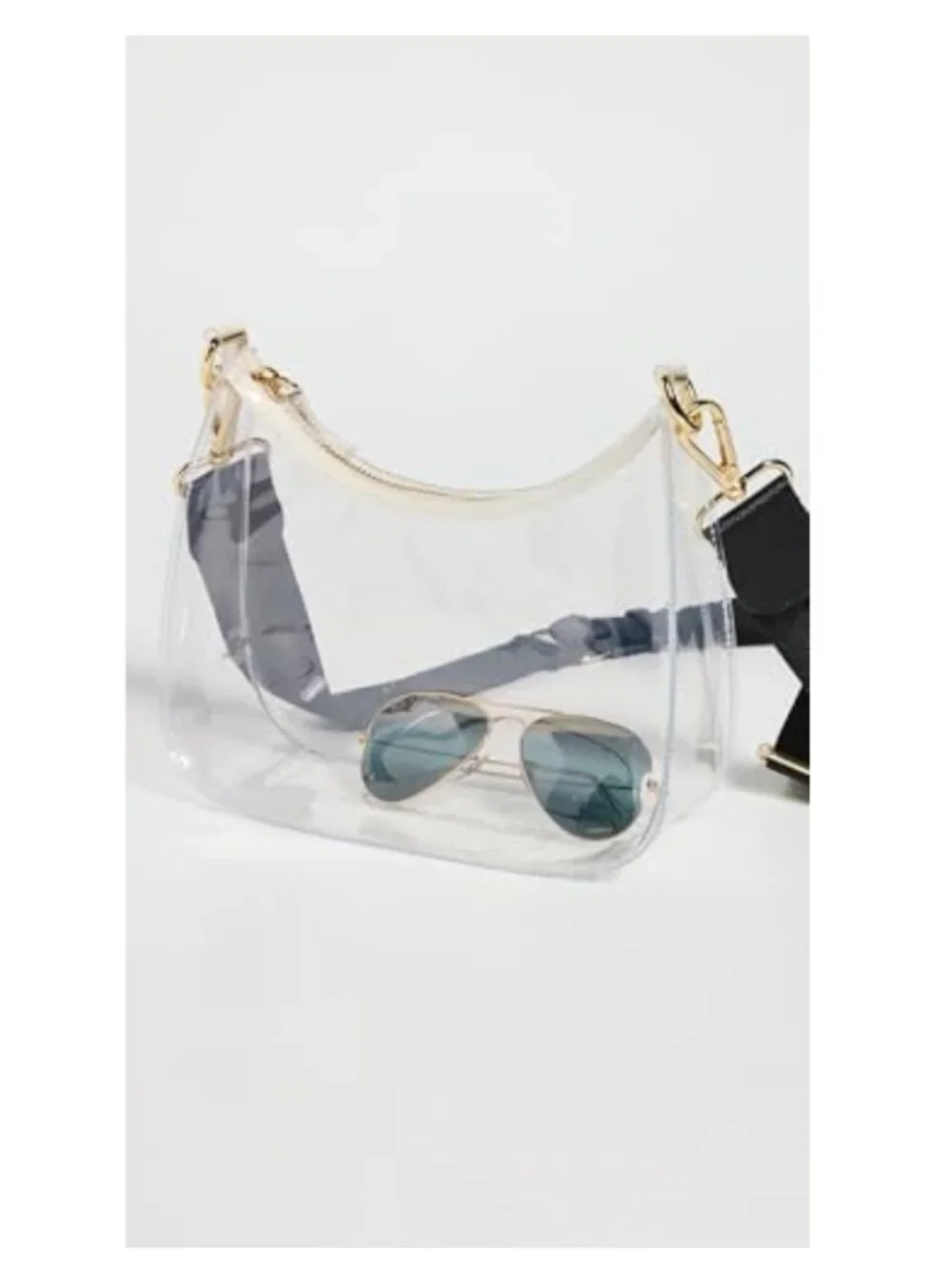 Clear Vinyl Crossbody Bag with Adjustable Strap